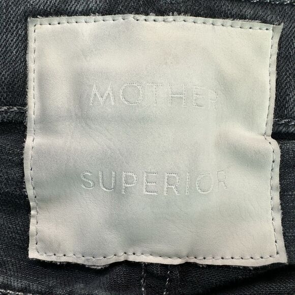 Mother Superior The Scrapper Cuff Ankle Jeans Size 27 Black Frayed Hem - Picture 3 of 10